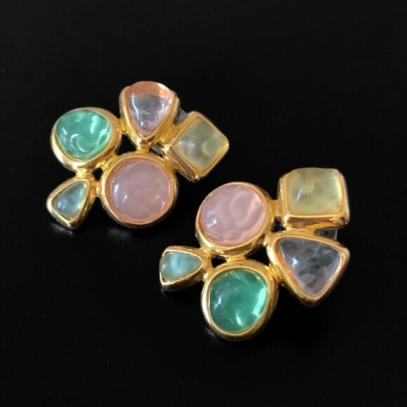 Vintage Joan Rivers Gripoix Style Lucite Post Stud Earrings - Picture 2 of 5